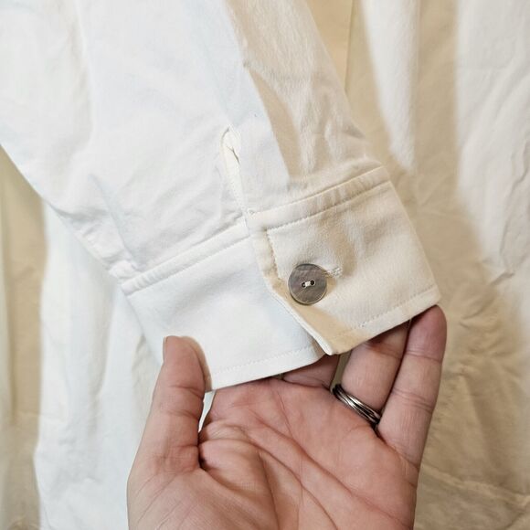 Marla Wynne WynneLayers Cotton-Blend Stretch Poplin Button Front Shirt 24W - Picture 5 of 10